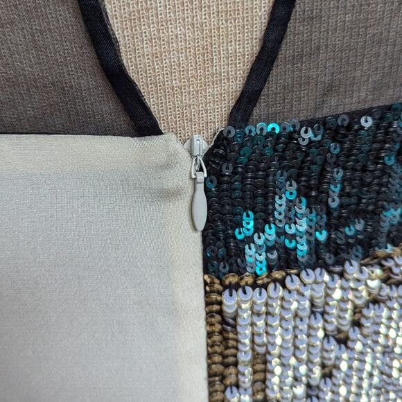 3.1 Phillip Lim Ivory Green 100% Silk Sequin Embellished Mesh Panel Mini Dress 2 - Picture 5 of 8